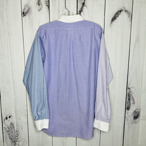 Brooks Brothers Long Sleeve Button Up Fun Shirt Sz L Regent Blue Purple Vintage - Picture 6 of 8